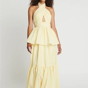 NWT Choosy Chic Yellow Halter Maxi Dress
